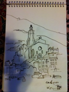 Lavis marron sur papier 