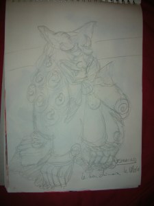 lion chinois crayon