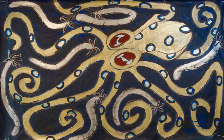 poulpe bleu et concombre de mer