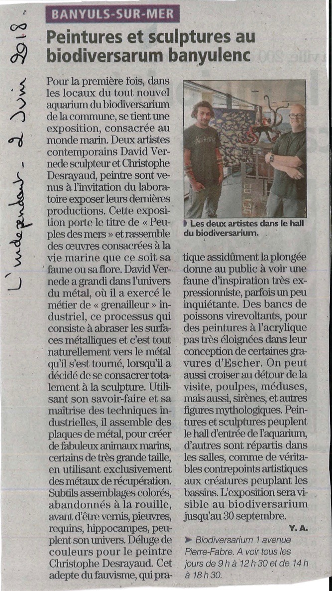 l'indépendant du 2 juin. Toiles de mer